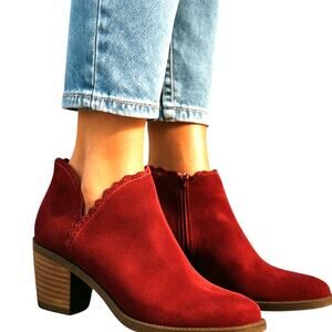 Journee 8.5 Maroon Women's Chelsea Ankle Boots 2 Inch High Heel 8 1/2